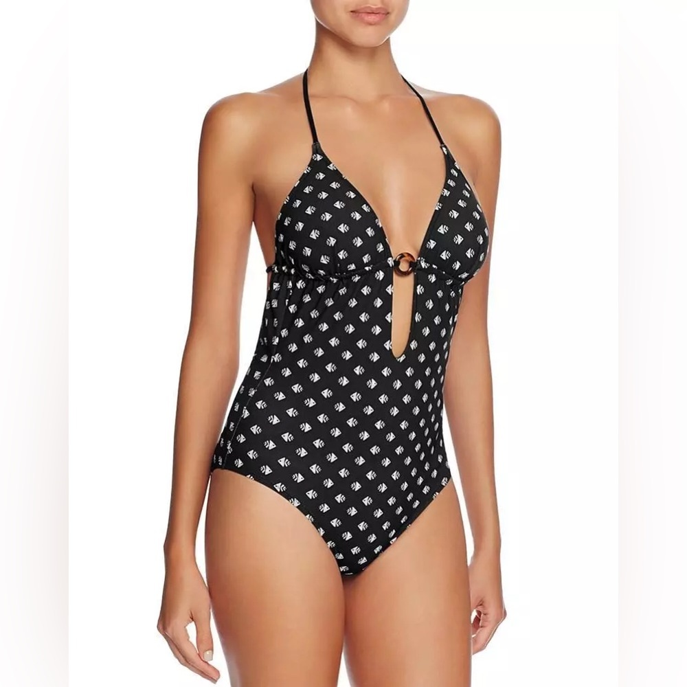Tory Burch Kingfish Halter One-Piece Swimsuit